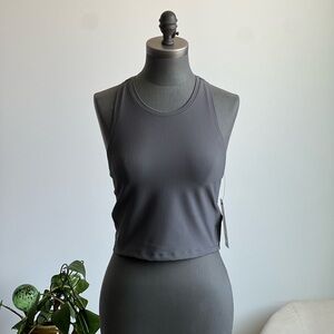 90 Degree By Reflex Gray Ribbed Workout Tank Top